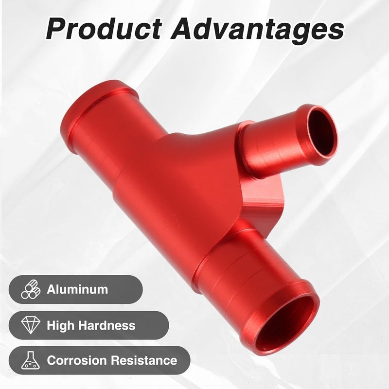 HIMARKLIF Weldless Aluminum Radiator Coolant Y-Pipe, Coolant Hose Connector Pipe Compatible with Ford F-250 F-350 F-450 F-550 Super Duty 6.0L Powerstroke Diesel Engine 2003 2004 2005 2006 2007 - Image 3